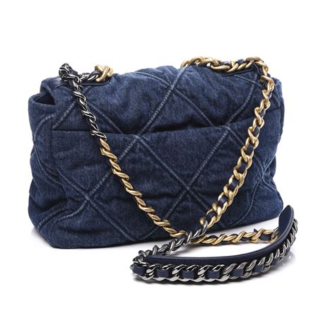 chanel denim quilted medium chanel 19 flap blue|chanel handbags for men.